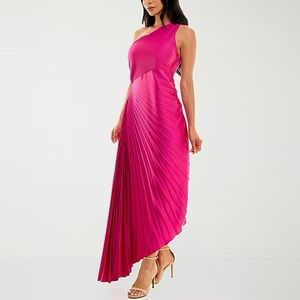 Premier Amour Satin Sleeveless High-Low Shift Dress